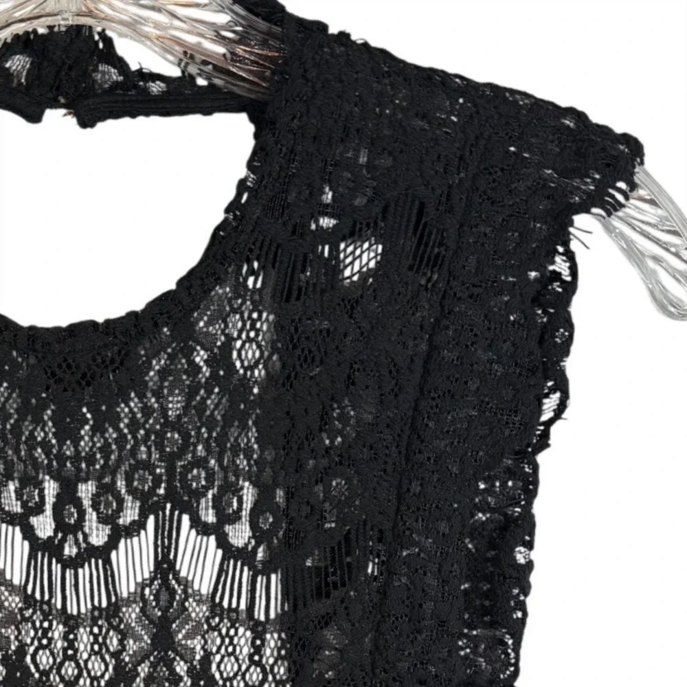 NWT FREE PEOPLE LACE DAYDREAM BODYCON SLIP DRESS BLACK, Size Small